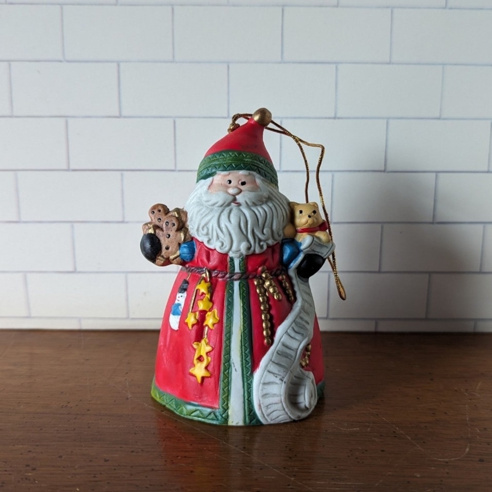 Vintage Santa Christmas bell ornament